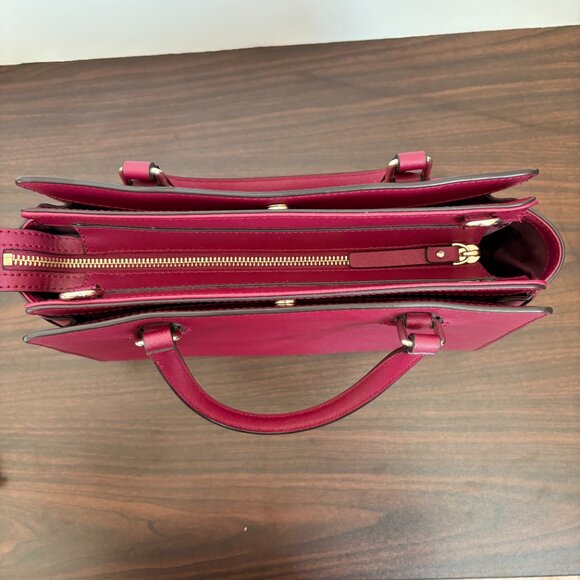 Kate Spade Laurel Way Reese Satchel Crossbody Saffiano Leather Blackberry/Maroon - Picture 11 of 15